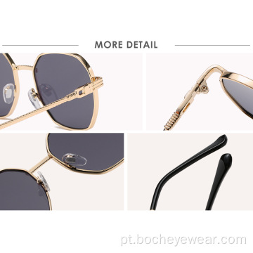 Nova moda polígono pequena moldura masculina e feminina óculos de sol óculos de sol gradiente de metal óculos de ar livre s21106